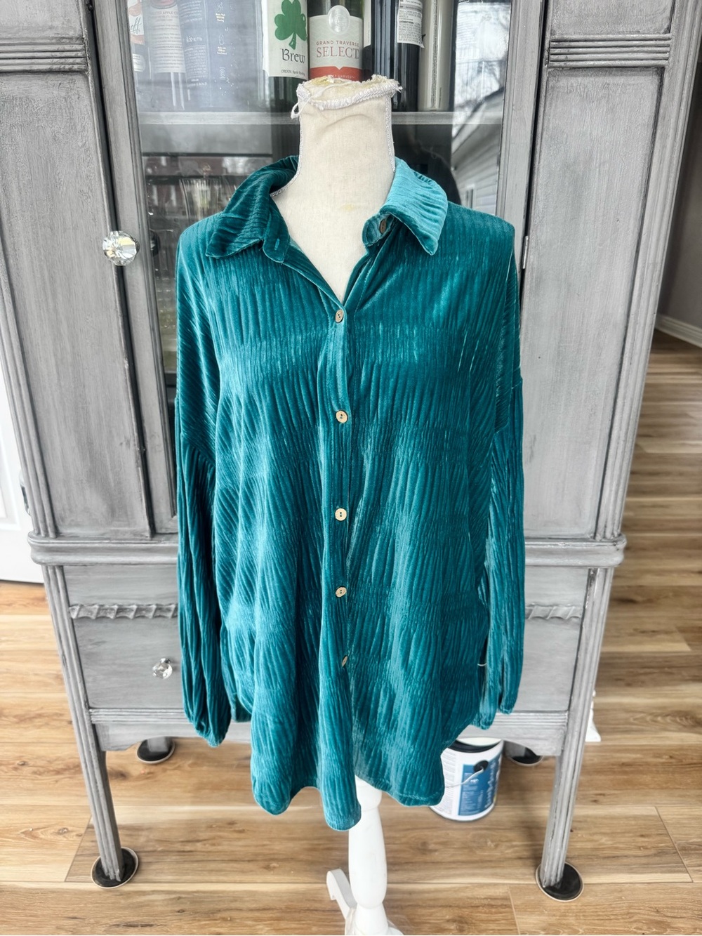 Daytrip Teal Velvet Shirt